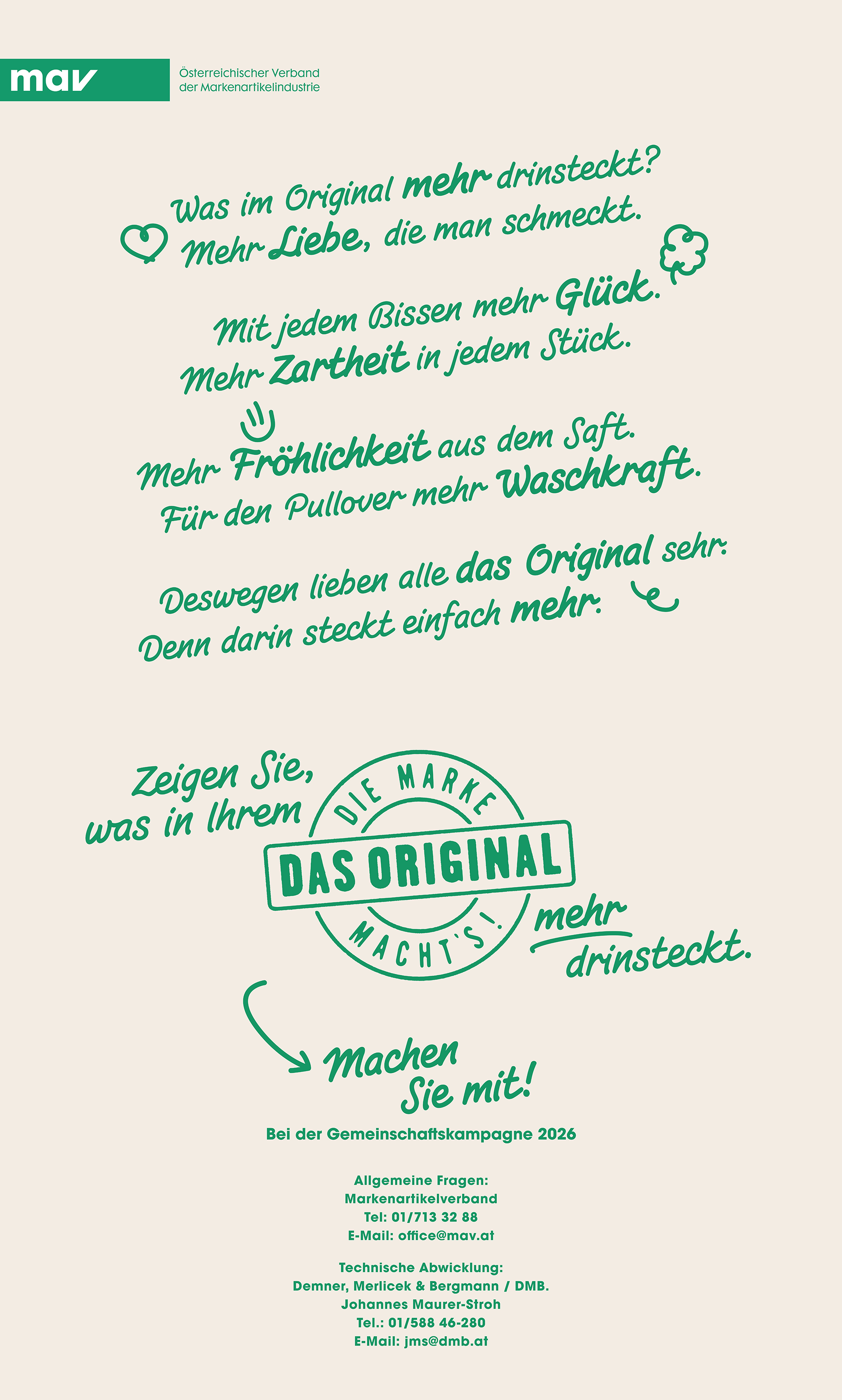 Kampagnenmotiv: 'Die Marke macht's – Das Original'.